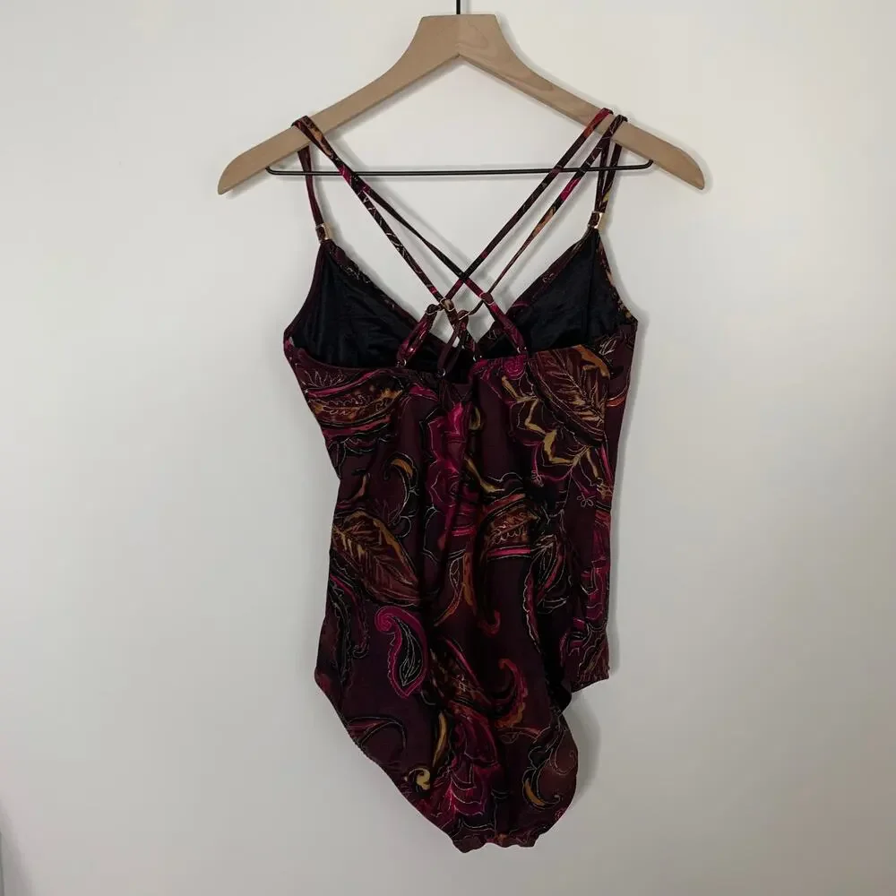 MagicSuit Empress Celeste One-Piece Swimsuit Purple Gold Womens US10